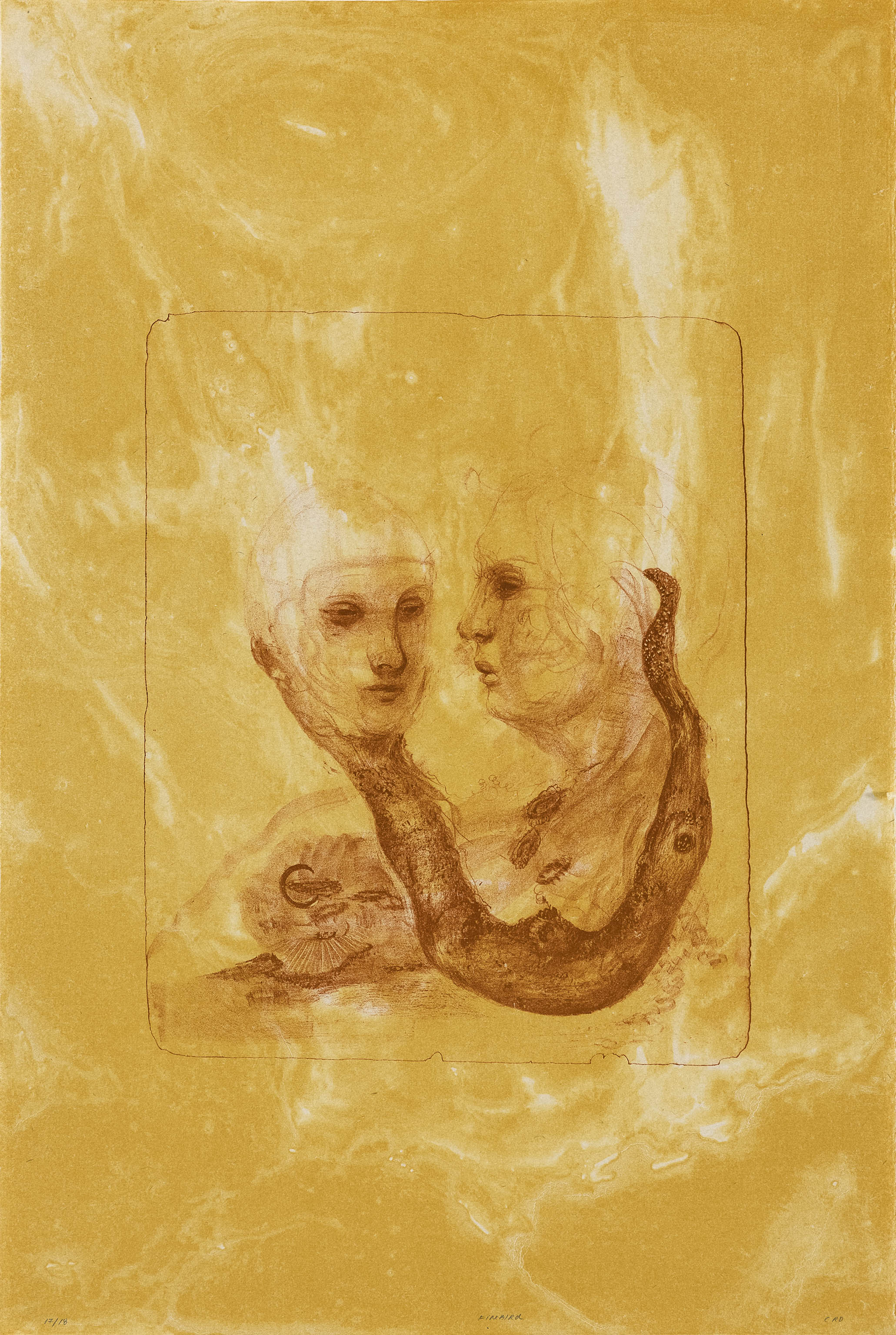 Kunstværk: gult med ansigter